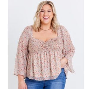 Bell Sleeve Floral Flowy Long Sleeve Top